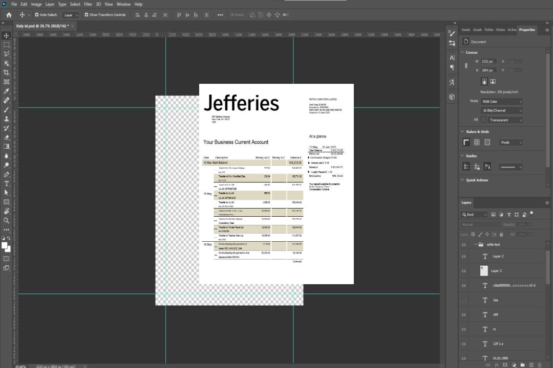 Modèle Word et PDF de relevé de compte courant de la société Jefferies Bank template Modèle Word et PDF de relevé de compte courant de la société Jefferies Bank template
